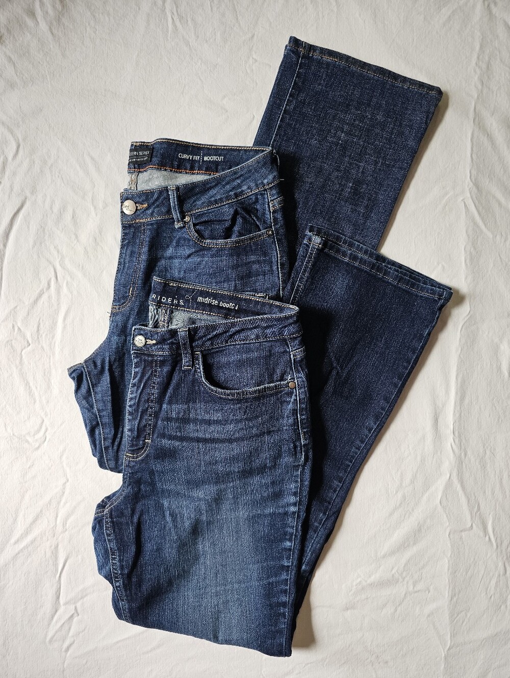 Bundle Of 2 Lee Dark Wash Midrise Bootcut Tall Stretchy Jeans Size 12L